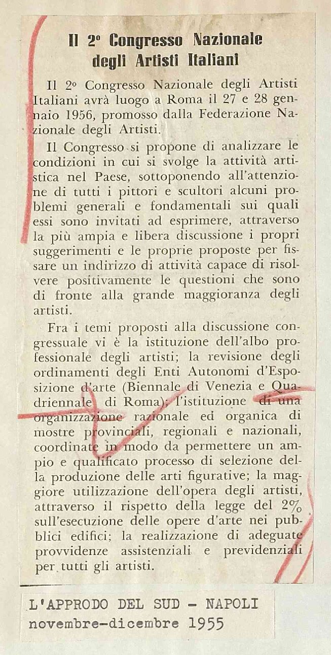 Il 2 Congresso Nazionale degli Artisti italiani