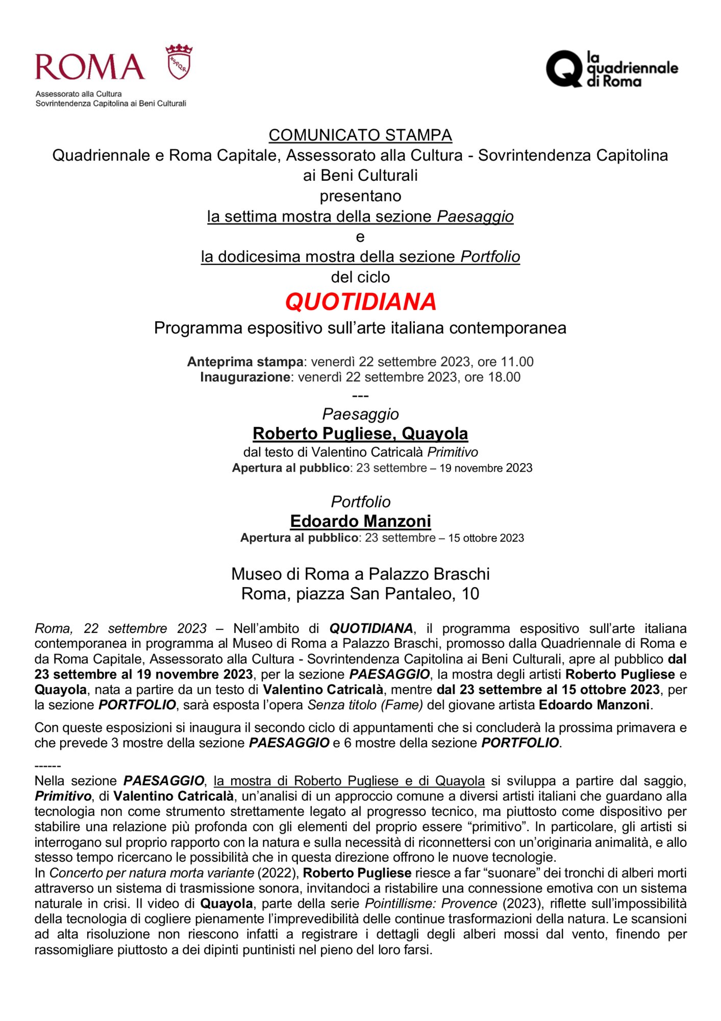 QUADRIENNALE DI ROMA